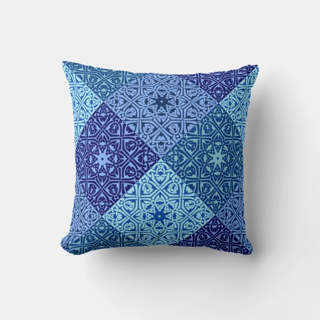 Cojín Decorativo Sombras de patrón azul (Anverso)