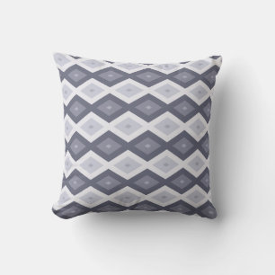 Cojín Decorativo Sombras de patrón de diamante gris azul