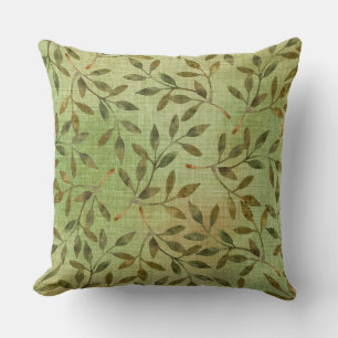 COJÍN DECORATIVO SOMBRAS DE VERDE CON RAMAS Y HOJAS