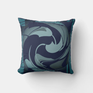 Cojín Decorativo Sombras Verde azuladas de la Marina Gris Swirling 