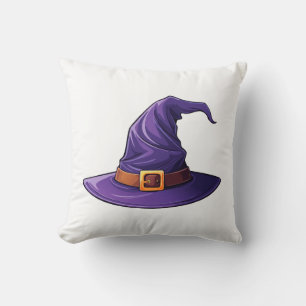 Cojín Decorativo sombrero de bruja morado de Halloween