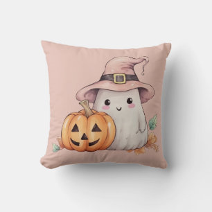 Cojín Decorativo Sombrero de Brujas Fantasma Calabaza Luz Rosa Hall