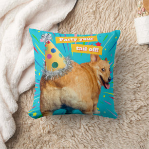 Cojín Decorativo Sombrero de cumpleaños para trasero de Corgi