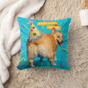 Cojín Decorativo Sombrero de cumpleaños para trasero de Corgi