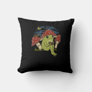 Cojín Decorativo Sombrero de hongo de rana leyendo libro - Cottagec