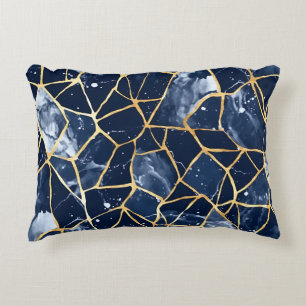 COJÍN DECORATIVO SOMBRILLAS DE PATRONES DE CHIP AZUL Y ORO NAVY