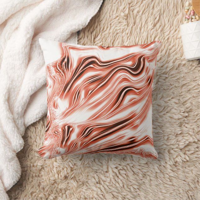 Cojín Decorativo Sombrío salmón a rastros rojos largos y ondulados  (Manta)