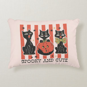 Cojín Decorativo Sombrío y lindo - Gato negro y calabaza