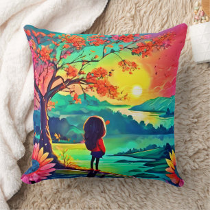 Cojín Decorativo Soñador del atardecer junto al río