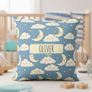 Cojín Decorativo Soñadora caprichosa luna y nubes durmiendo