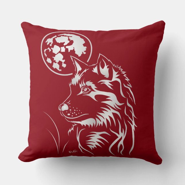Cojín Decorativo soñando cachorro de lobo (Anverso)