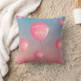 Cojín Decorativo Soñar con globos rosados en nombre inspirador del