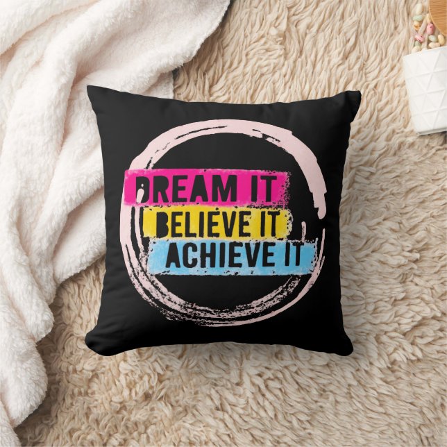 Cojín Decorativo "Soñarlo, creerlo, lograrlo motivacional (Manta)