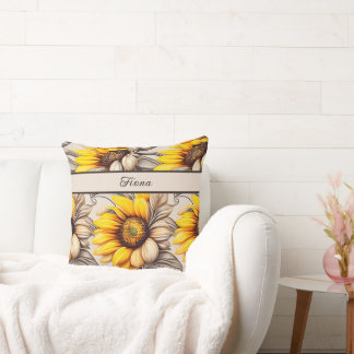 Cojín Decorativo Sonnenblumen Aquarell Muster