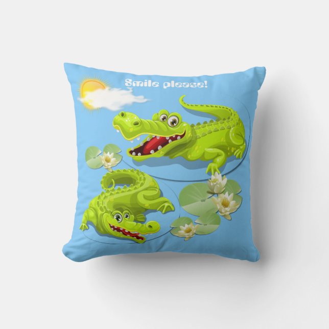 Cojín Decorativo ¡Sonríe cocodrilo! (Anverso)