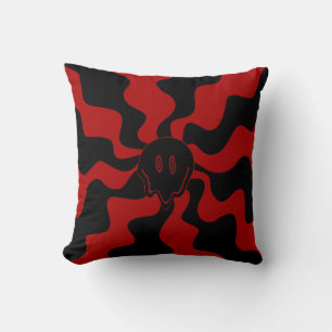 Cojín Decorativo Sonríe Funde Retro Rojo y Negro