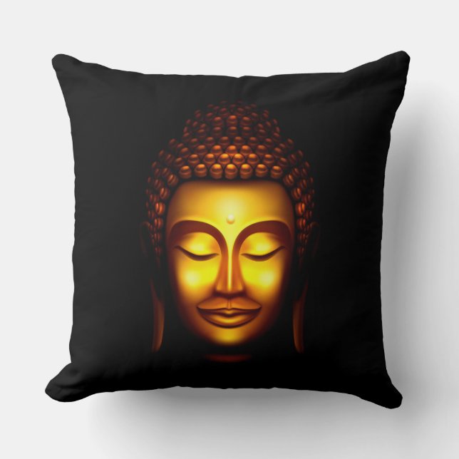 Cojín Decorativo Sonriente Buda Gold y Black (Anverso)
