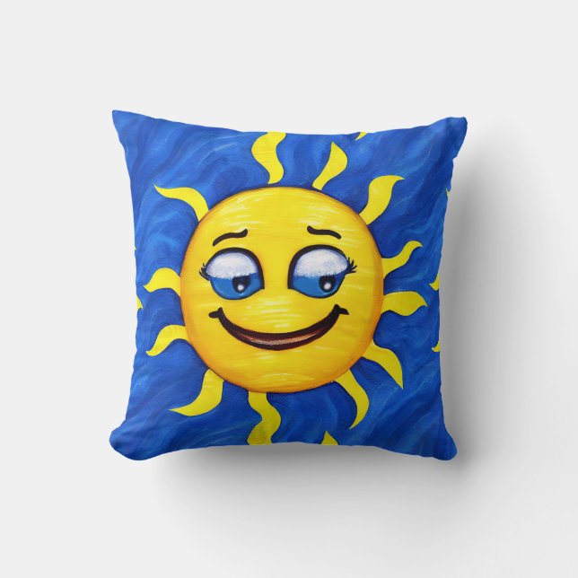 Cojín Decorativo Sonriente cara Sunny Sun (Anverso)