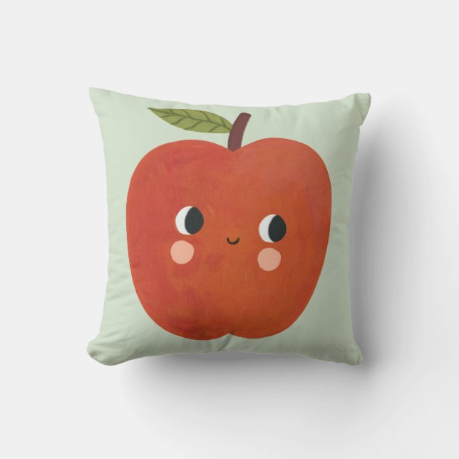 Cojín decorativo sonriente de Apple | Nursera de f (Anverso)