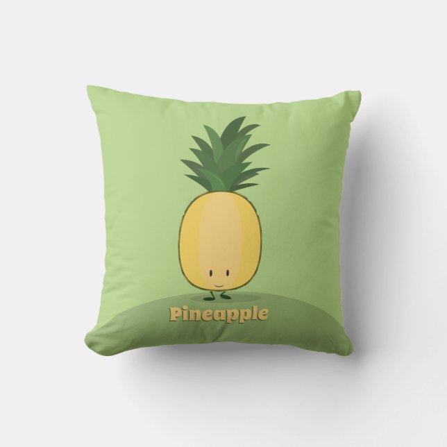 Cojín decorativo sonriente de la piña el | (Anverso)