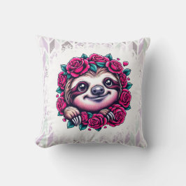 Cojín Decorativo Sonriente eslogan rodeado de Rosas