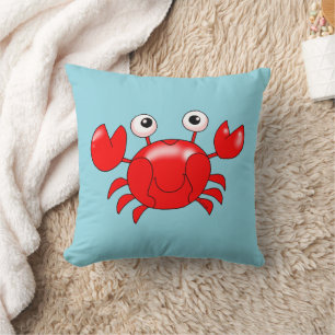 Cojín Decorativo Sonriente Ilustracion de cangrejo rojo Personaliza