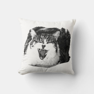Cojín Decorativo Sonriente Soñoliento, Gato de Peluche
