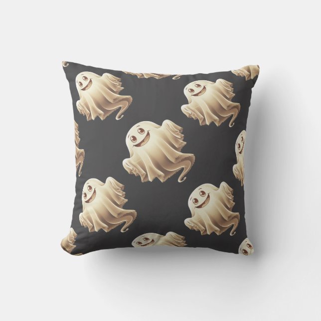 Cojín Decorativo Sonrisa fantasma de Halloween (Anverso)