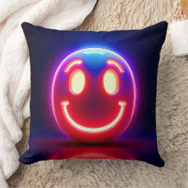 Cojín Decorativo Sonrisa neón: Feliz resplandor