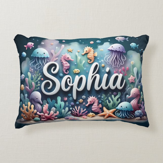 Cojín Decorativo Sophia Name Ocean Theme Decorated Sea Life (Anverso)