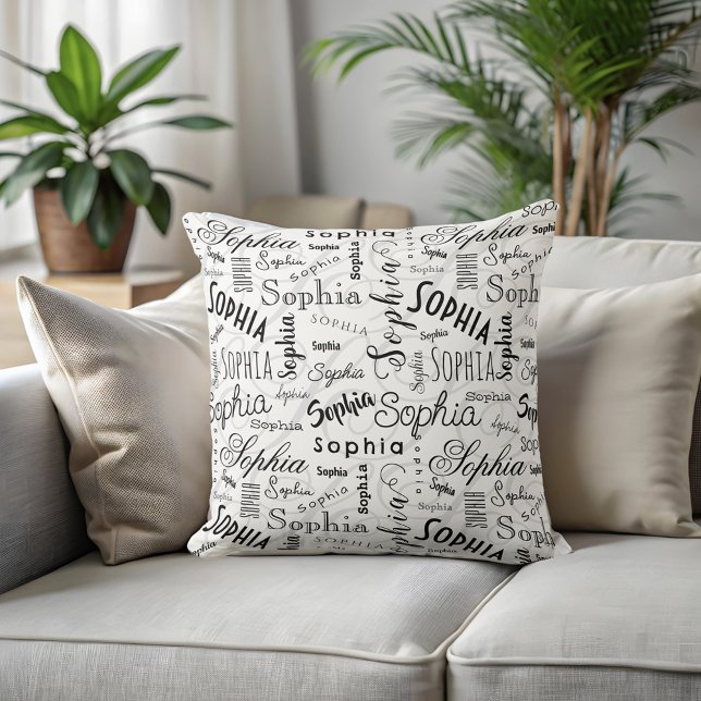 Cojín Decorativo Sophia Typography Black White (Subido por el creador)