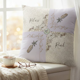 Cojín Decorativo Sophisticated Lavender Cozy Book Lovers Accent