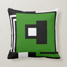 Cojín Decorativo Soporte negro, blanco y verde en el st geométrico