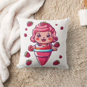 Cojín Decorativo Sorbet de frambuesa Kawaii