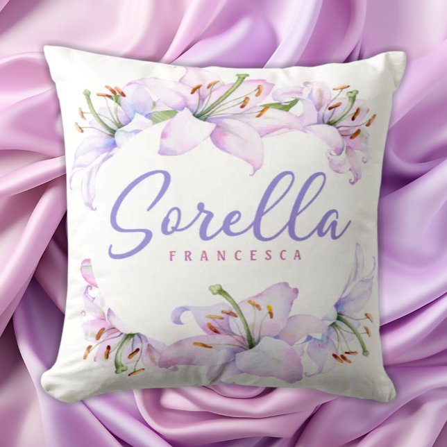 Cojín Decorativo Sorella Lilies - Regalo personalizado para hermana (Subido por el creador)