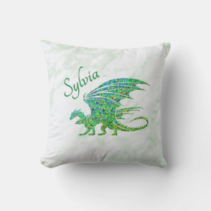 Cojín Decorativo Sorprendente Dragón Verde Mosaico Personal