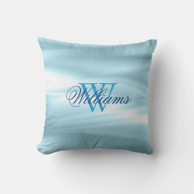 Cojín Decorativo Sorprendente familia de monogramas azules (Anverso)