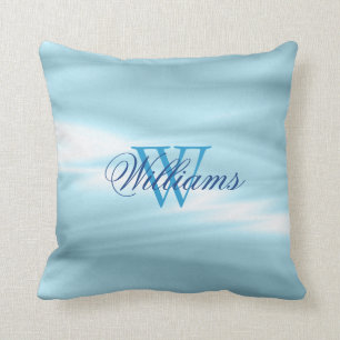 Cojín Decorativo Sorprendente familia de monogramas azules