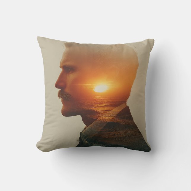 Cojín Decorativo Soul oceánico: Doble exposición de acuarela (Anverso)