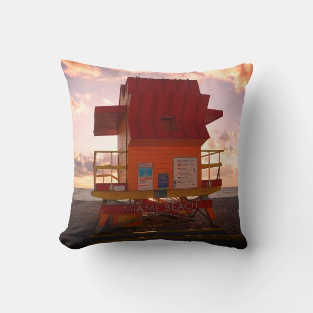 Cojín Decorativo South Beach, Miami Lifeguard Stand (Ocean Rescue) (Anverso)