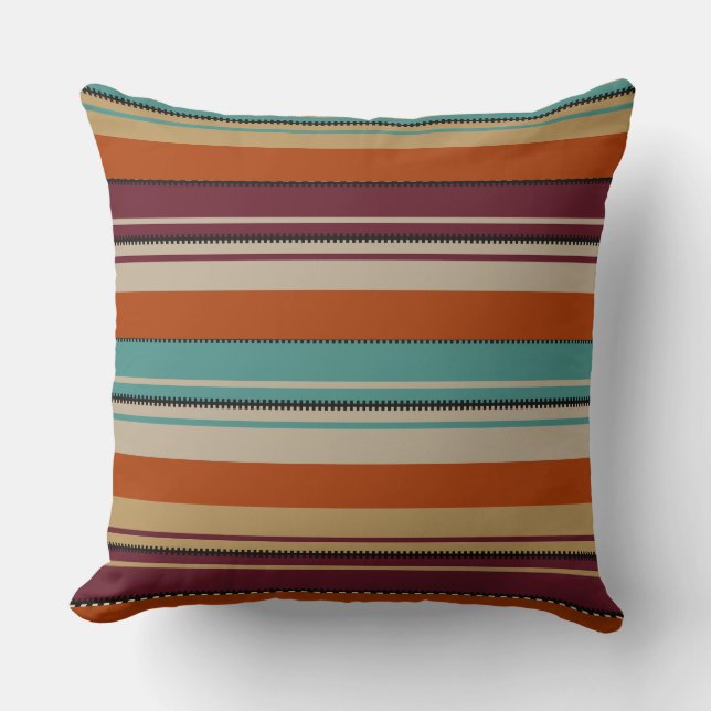 Cojín Decorativo Southwest Decor Fall Shades Stripes  (Anverso)