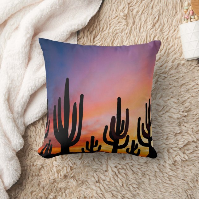 Cojín Decorativo Southwestern Desert Landscape Cactus Sunrise Image (Manta)