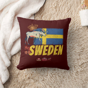 Cojín Decorativo Souvenir de vacaciones con bandera de Suecia retro