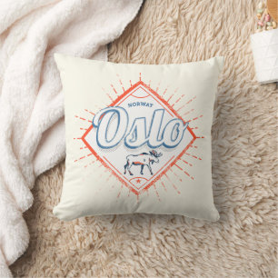 Cojín Decorativo Souvenir retro moose vintage de Oslo Capital Norue