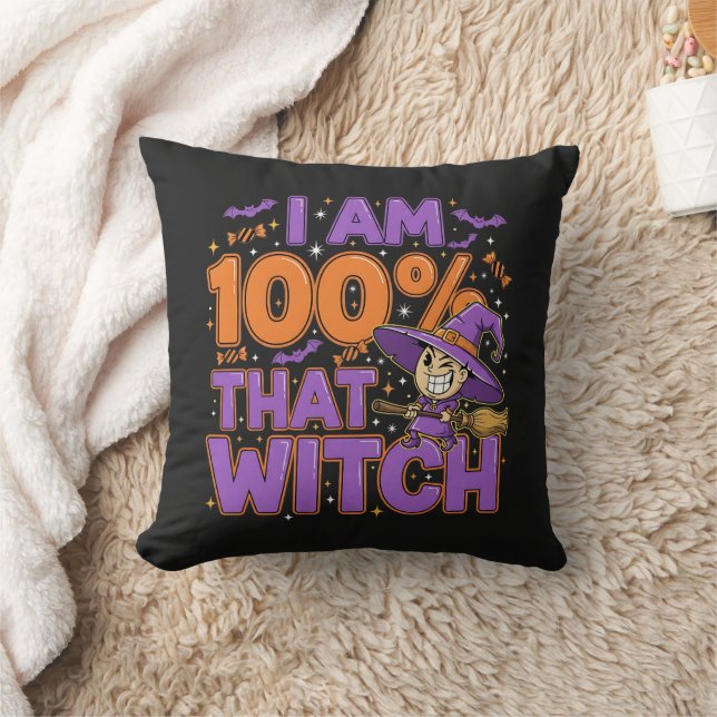 Cojín Decorativo Soy 100% esa diversión de bruja de Halloween (Manta)