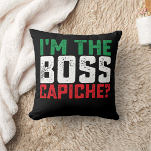 Cojín Decorativo Soy El Jefe Capiche Divertido Italiano