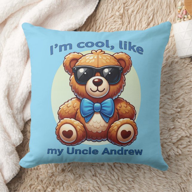 Cojín Decorativo Soy Guay Teddy Bear con Personalizable Blue Bow (Manta)
