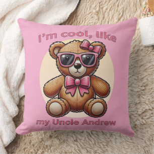Cojín Decorativo Soy Guay Teddy Bear con Personalizable de oso rosa