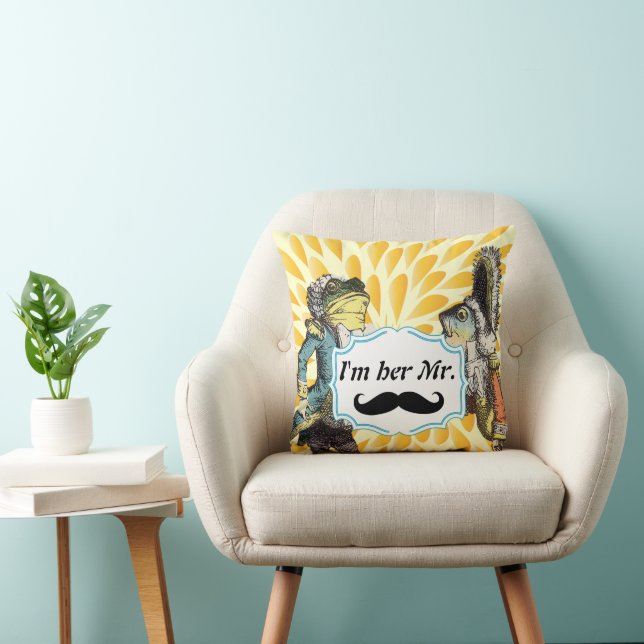 Cojín Decorativo Soy su Sr. Mustard Amarillo Mustache Floral Pillow (Silla)