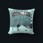 Cojín Decorativo Soy su Sr. Peacock Pillow<br><div class="desc">Invitaciones verde azuladas a una boda de pavo real</div>
